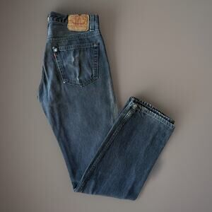 Vintage Levis 501 Jeans 32 Black 80s Dark Wash Made USA Workwear Non Selvedge